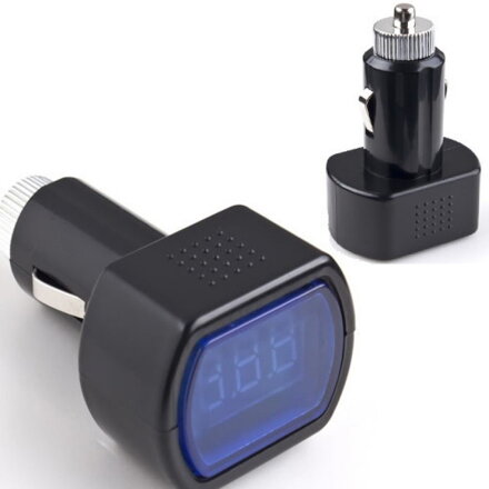Digitálny merač napätia autobatérie do zapaľovača 12-24V