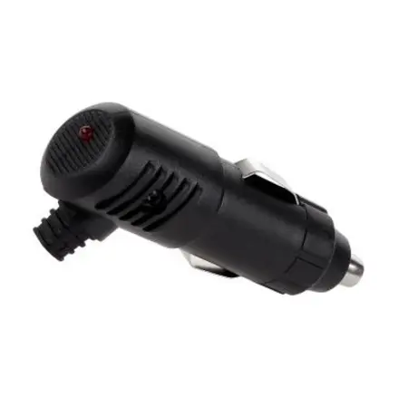 Konektor do autozapaľovača s poistkou a LED, vývod zdola