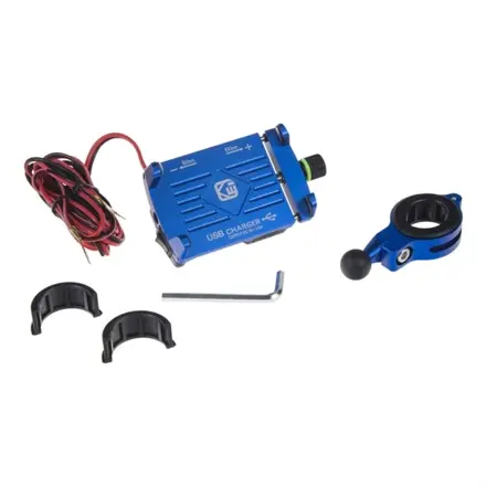 Držiak telefónu na bicykel/motocykel STU R12 USB modrý s USB nabíjačkou