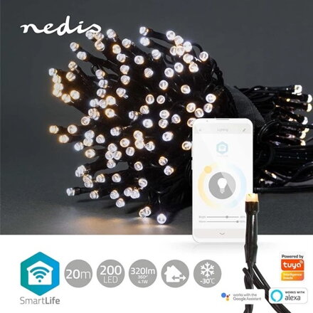 Smart LED vianočná reťaz NEDIS WIFILX01W200 20m WiFi Tuya