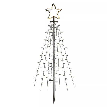 LED vianočný strom kovový, 180 cm, IP44,  teplá biela, časovač