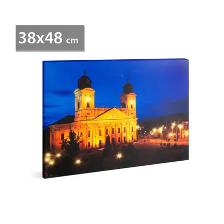 LED obraz na stenu "Veľký Kalvínsky kostol" 3xAA, 38x48cm