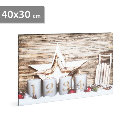 Vianočný LED obrázok na stenu , 2xAA, 40x30 cm