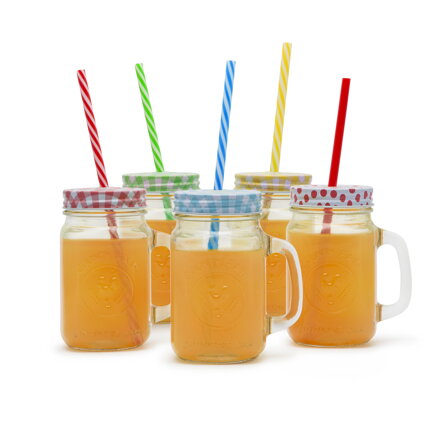 Sklenený pohár so slamkou 450ml, rôzne farby