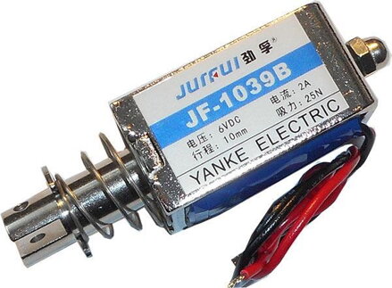 Ťažný elektromagnet JF-1039B 12VDC, sila 25N, zdvih 10mm