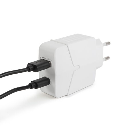 Sieťový adaptér USB + Type-C PD18W s rýchlonabíjaním - biely