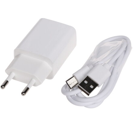 Sieťová nabíjačka 5V/2A biela, USB-A + kábel USB-C