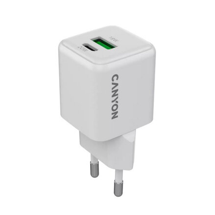 Sieťová nabíjačka 1xUSB-A 18W + 1xUSB-C 20W, CANYON CU20AC