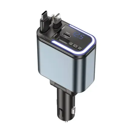 Nabíjačka na telefón do auta 65W 12/24V, navíjacie káble USB-C, Lightning