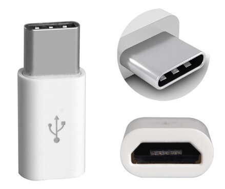 Redukcia z microUSB na USB-C biela