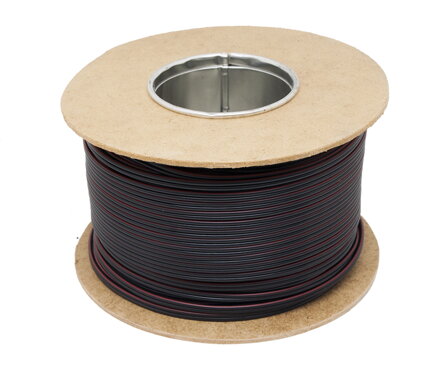 Reproduktorová dvojlinka 2x0,2mm2 Cu, čierna s červeným pruhom