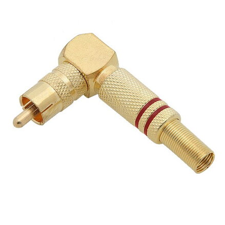 Uhlový CINCH konektor, červený GOLD