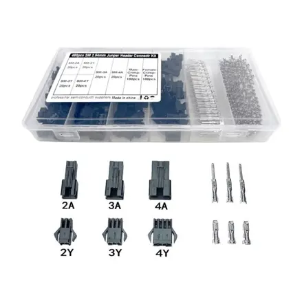 Dupont konektory 2-4pin s roztečou 2,54mm, sada 480ks