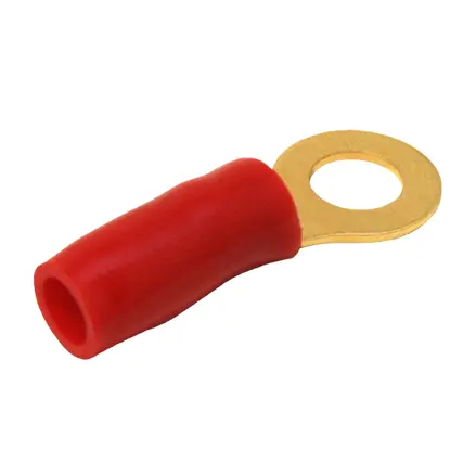 FASTON očko M6 (6 mm), do 6 mm², červené, pozlátené