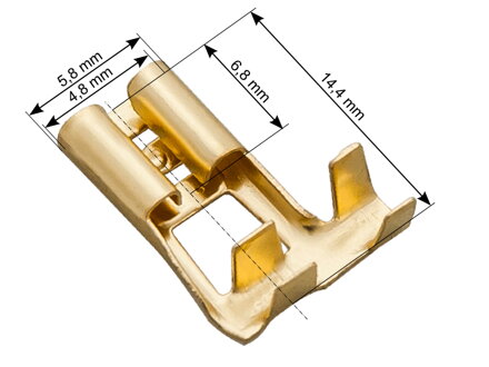 Faston zdierka 4.8mm neizolovaná uhlová