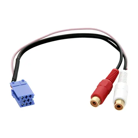 Redukcia miniISO-2xCinch (AUX Blaupunkt, Grundig,Audi,VW)