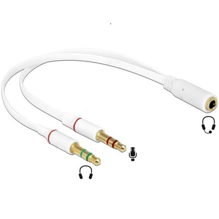 Redukčný kábel 2x Jack 3,5mm konektor / 3,5mm 4PIN zdierka, biely