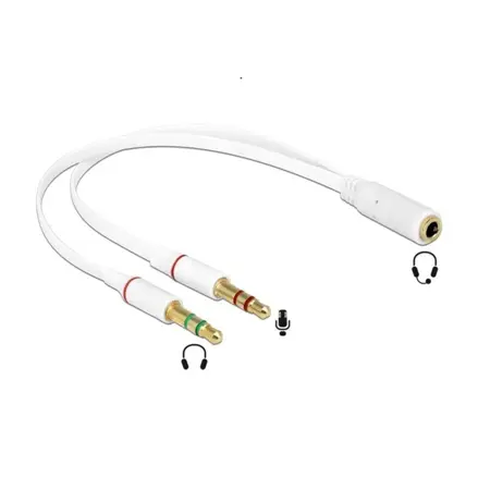 Redukčný kábel 2x Jack 3,5mm konektor / 3,5mm 4PIN zdierka, biely