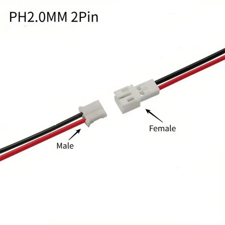 Konektor + zdierka JST PH 2.0mm na kábli 15cm