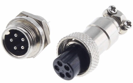 Konektor (kábel) + zdierka (panelová) GX12 5P