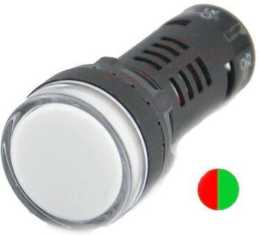 LED kontrolka 230V 19mm, červená+zelená