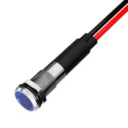 LED kontrolka 8mm s vodičmi 12-24VDC modrá