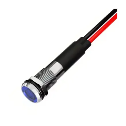 LED kontrolka 8mm s vodičmi 12-24VDC modrá
