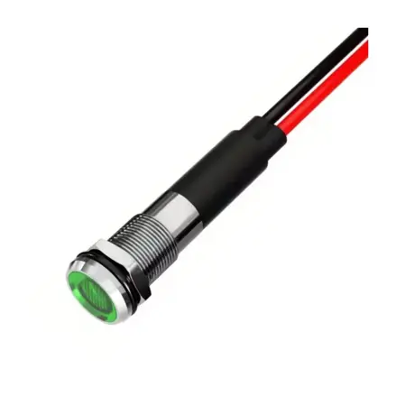 LED kontrolka 8mm s vodičmi 12-24VDC zelená