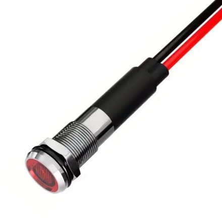 LED kontrolka 8mm s vodičmi 12-24VDC červená