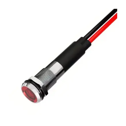 LED kontrolka 8mm s vodičmi 12-24VDC červená