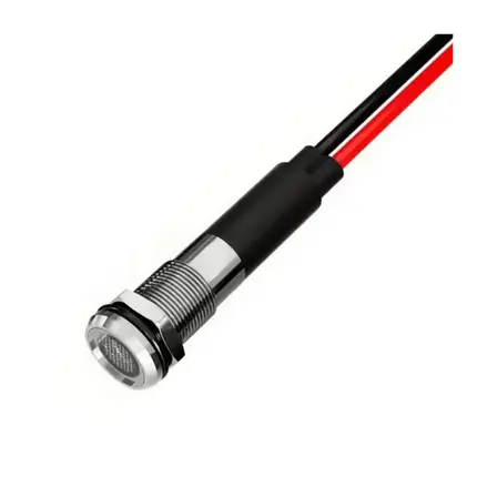 LED kontrolka 8mm s vodičmi 12-24VDC biela