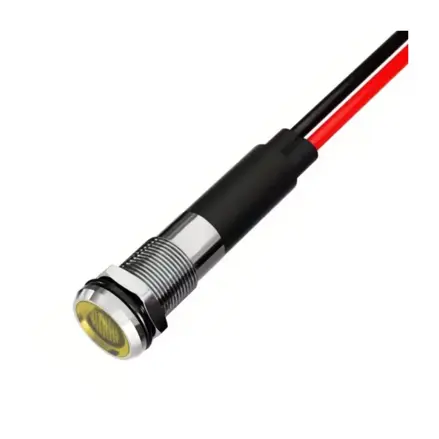 LED kontrolka 8mm s vodičmi 12-24VDC žltá