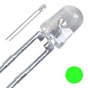LED dióda 3mm číra zelená