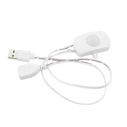 USB priebežný pohybový PIR senzor 5-24V, biely