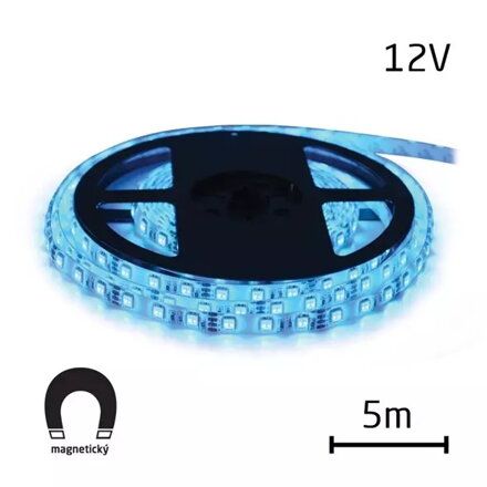 LED pásik 12V 3528  60LED/m IP20, 4.8W/m modrá, magnetický (5m)