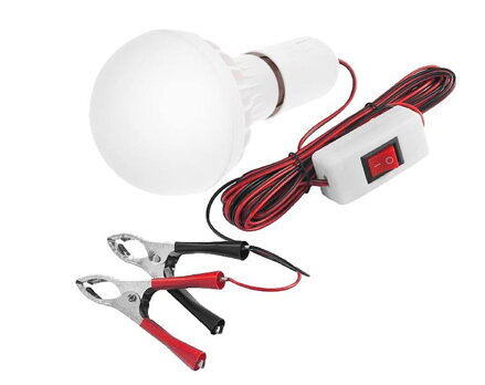 LED žiarovka 12V 9W, kábel s vypínačom a krokosvorkami 