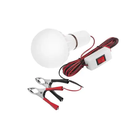 LED žiarovka 12V 9W, kábel s vypínačom a krokosvorkami 