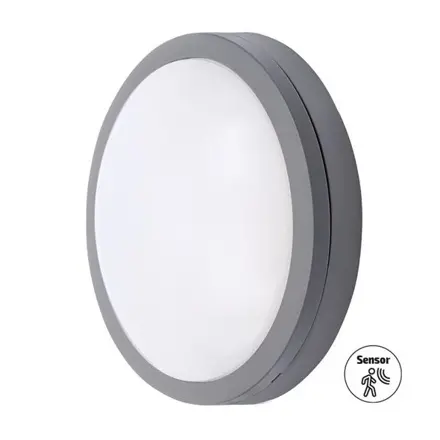 LED osvetlenie so senzorom SIENA sivá 20W 1500lm 4000K IP54 23cm