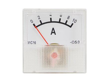 Ampérmeter analógový mini, 10A DC s bočníkom