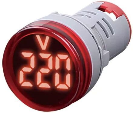 Panelový voltmeter 60-500VAC červený okrúhly