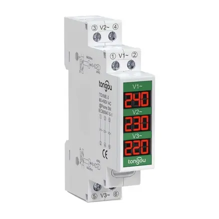 Voltmeter na DIN lištu 60-450VAC trojfázový
