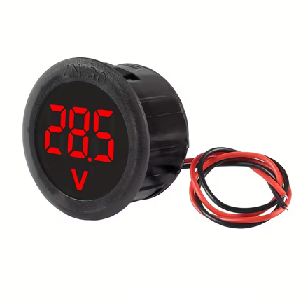 Digitálny panelový voltmeter 4-100VDC, okrúhly, červený