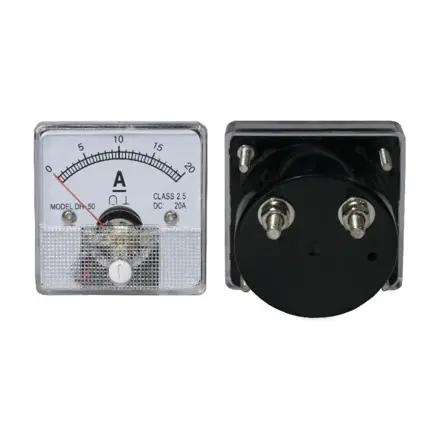 Ampérmeter analógový 20A DC + bočník, štvorec