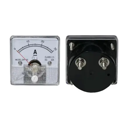 Ampérmeter analógový 30A DC + bočník, štvorec