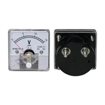 Analógový voltmeter 15 VDC, štvorec