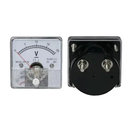 Analógový voltmeter 20 VDC, štvorec