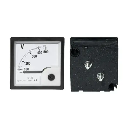 Voltmeter analógový veľký 500V AC, štvorec 