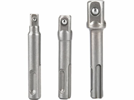 Adaptér pre nástrčné hlavice, 3ks, SDS+ na 1/4"-3/8"-1/2", EXTOL