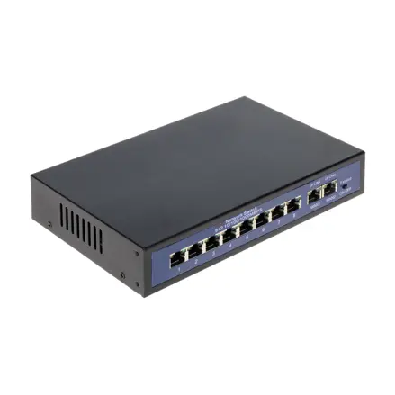Switch POE 10-portový, 8xPOE 100Mbps, 2x Uplink 1000Mbps, 120W