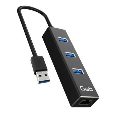 USB rozbočovač GETI 3x USB-A 3.0 + 1 Ethernet